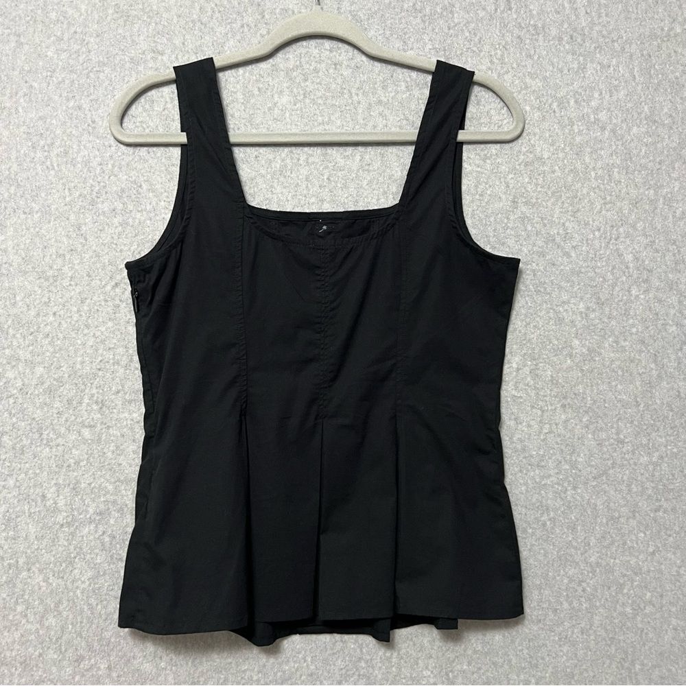 J. Crew Factory Black Sleeveless Placket Blouse NWT Size 6 Pleated Button Front - Picture 6 of 10